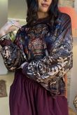 Lomi Mandala Stretch Velour Sweatshirt Chocolate